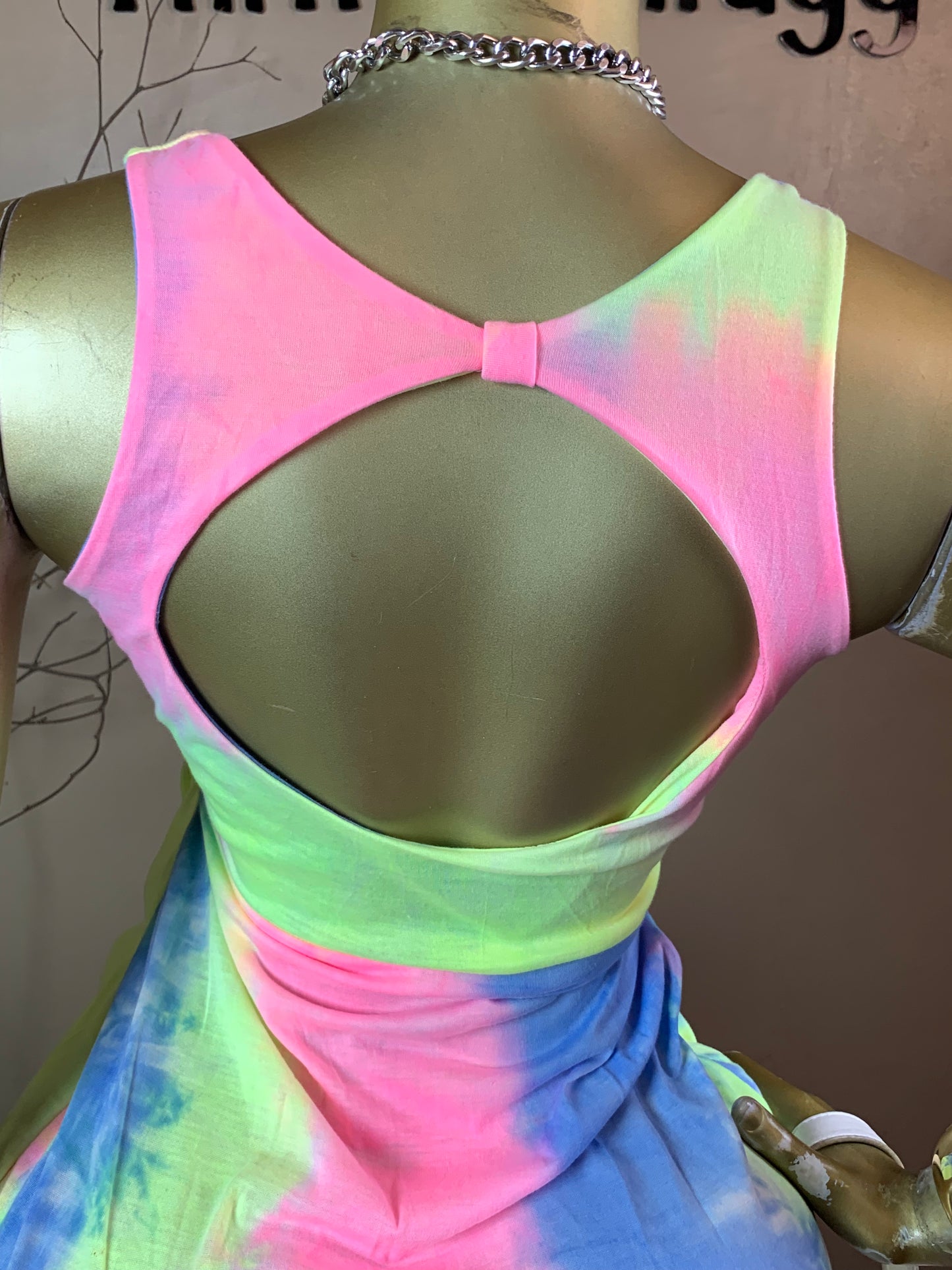 SIZE10 DRAY7 MULTI COLOR DRESS Length46(Little stain)