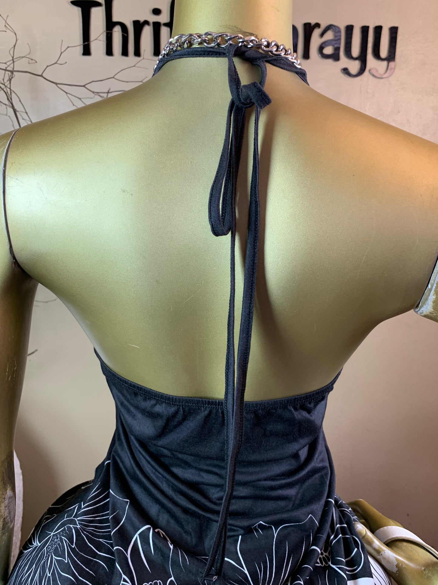 SIZE8 DRAY39 WHITE&BLACK DRESS Length36(Little stain)