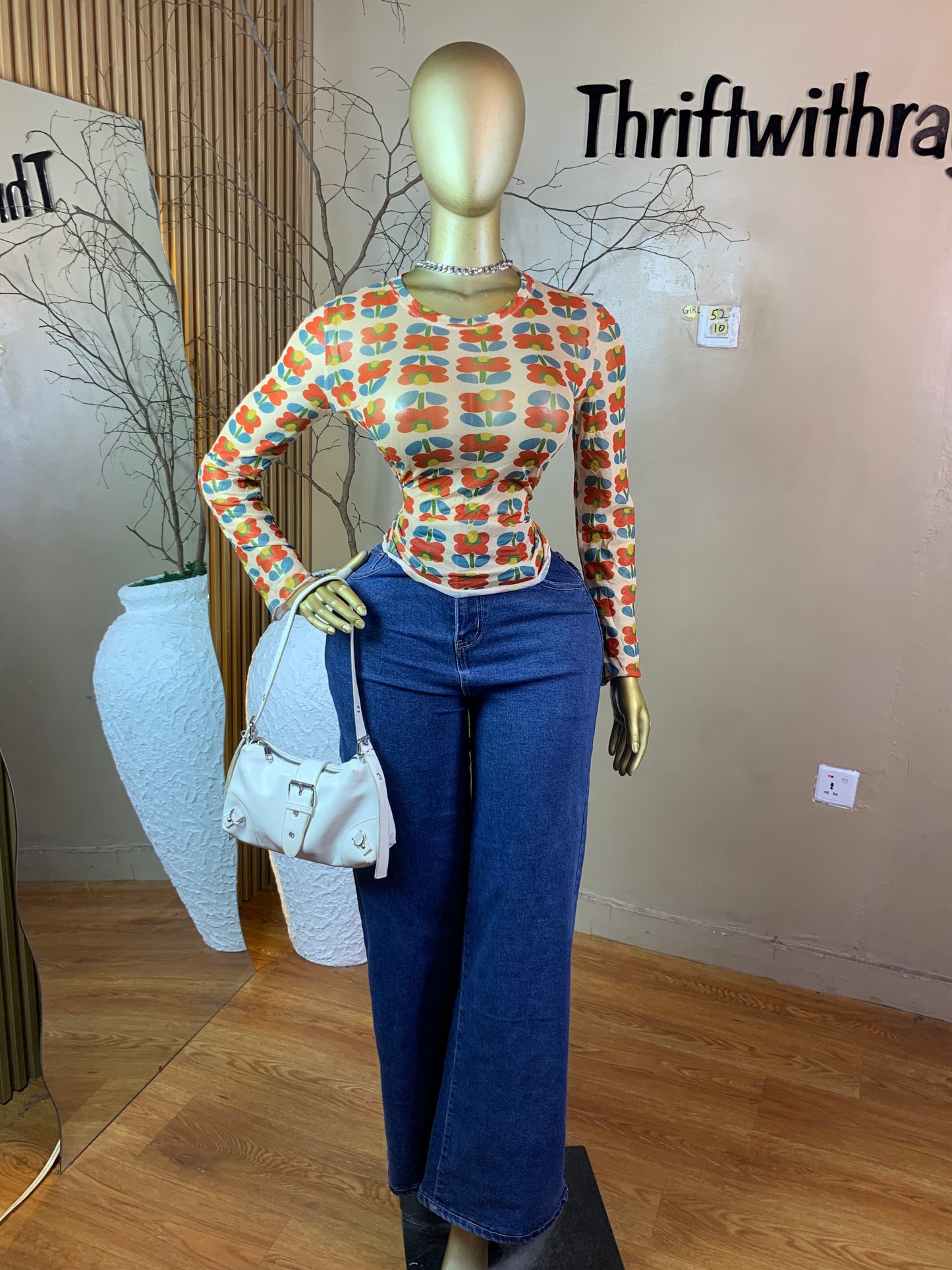 SIZE10 GIRL52 FLORAL MESH TOP ONLY