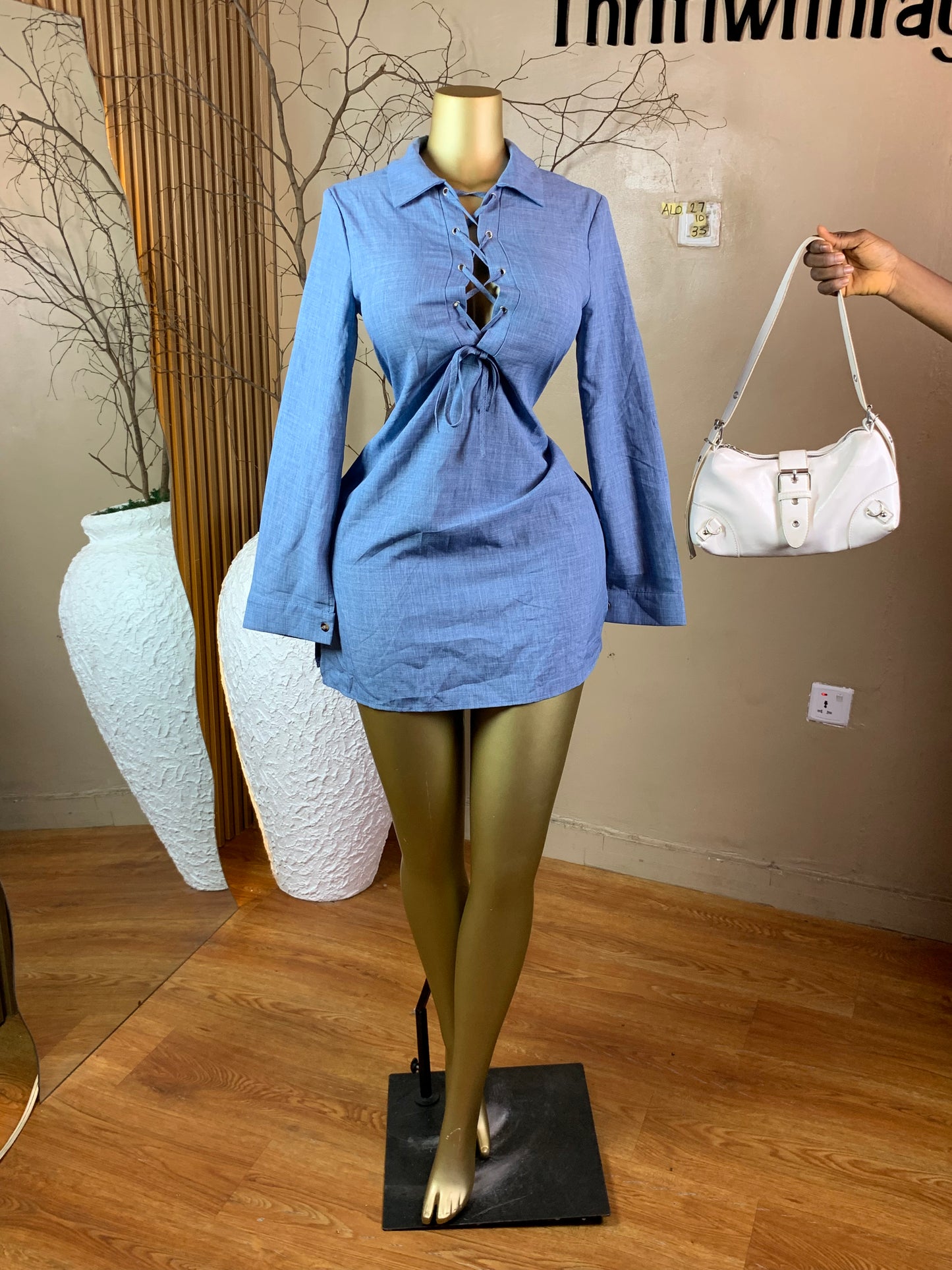 SIZE10 ALO27 BLUE DRESS Length35