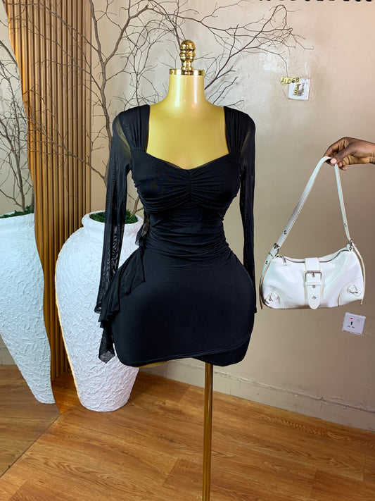 SIZE8 ALO68 BLACK MESH DRESS Length34