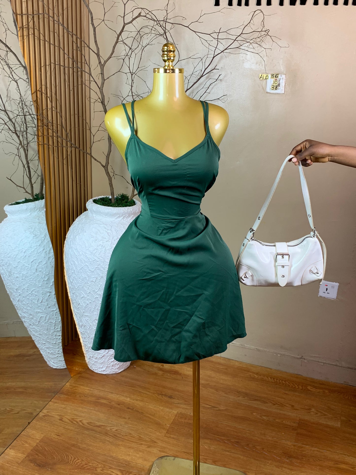 SIZE10 ALO86 GREEN DRESS Length38