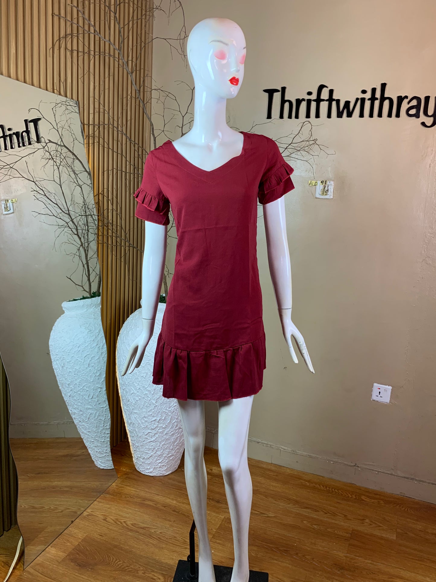 SIZE8 ALO91 BURGUNDY DRESS Length35