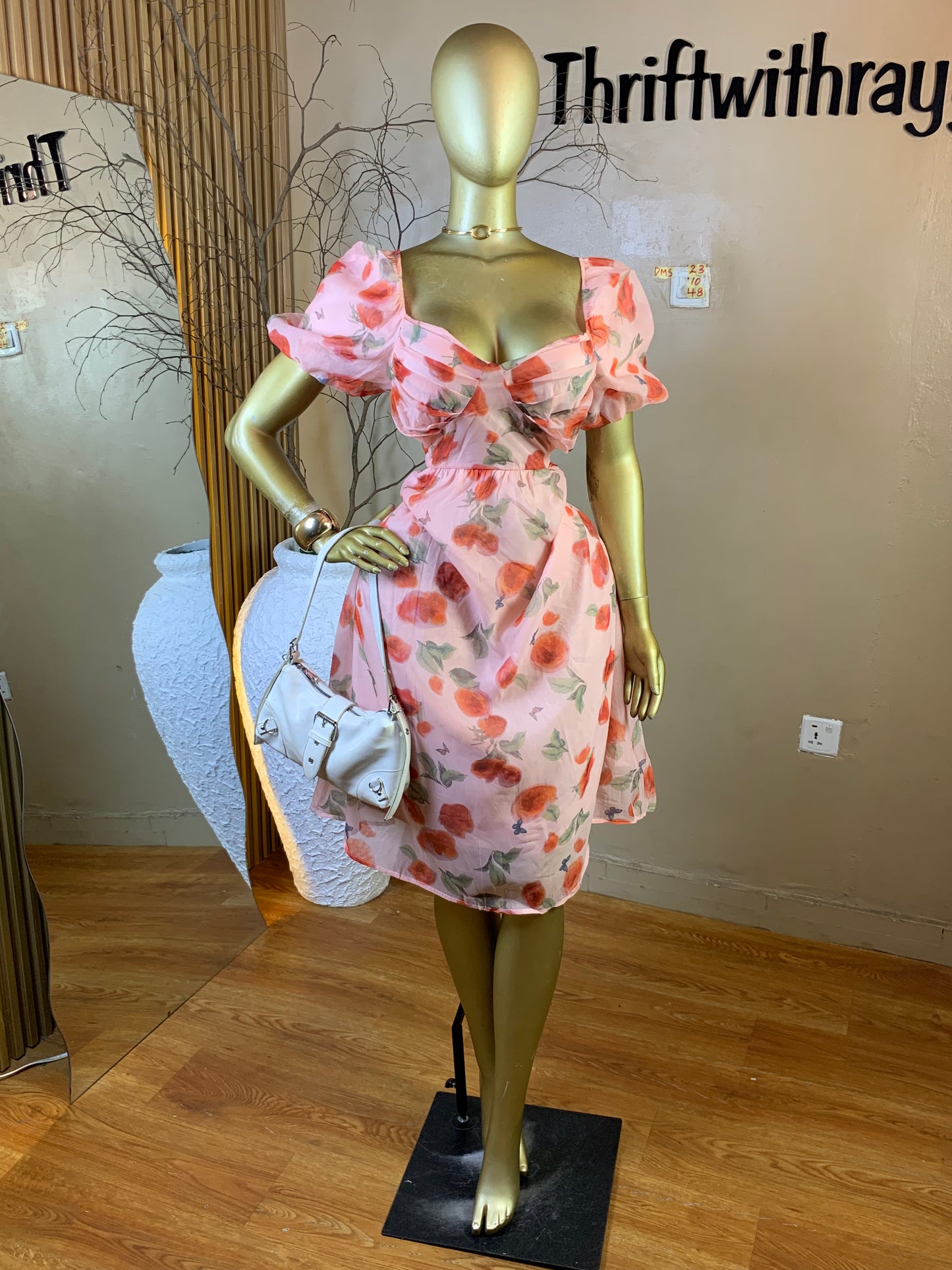DAMSEL23 SIZE8 Length48 floral chiffon dress