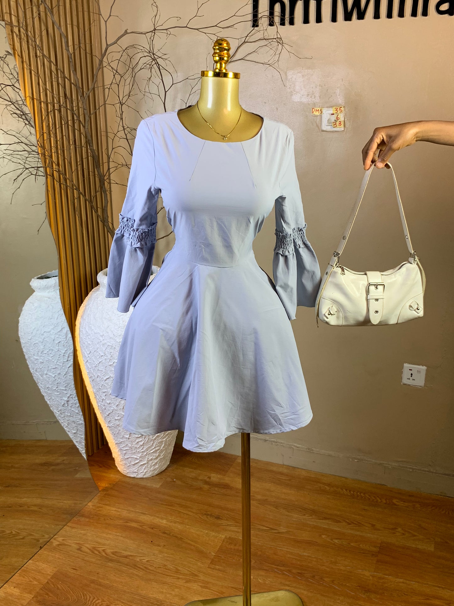 DAMSEL35 SIZE6 Length33 blue dress