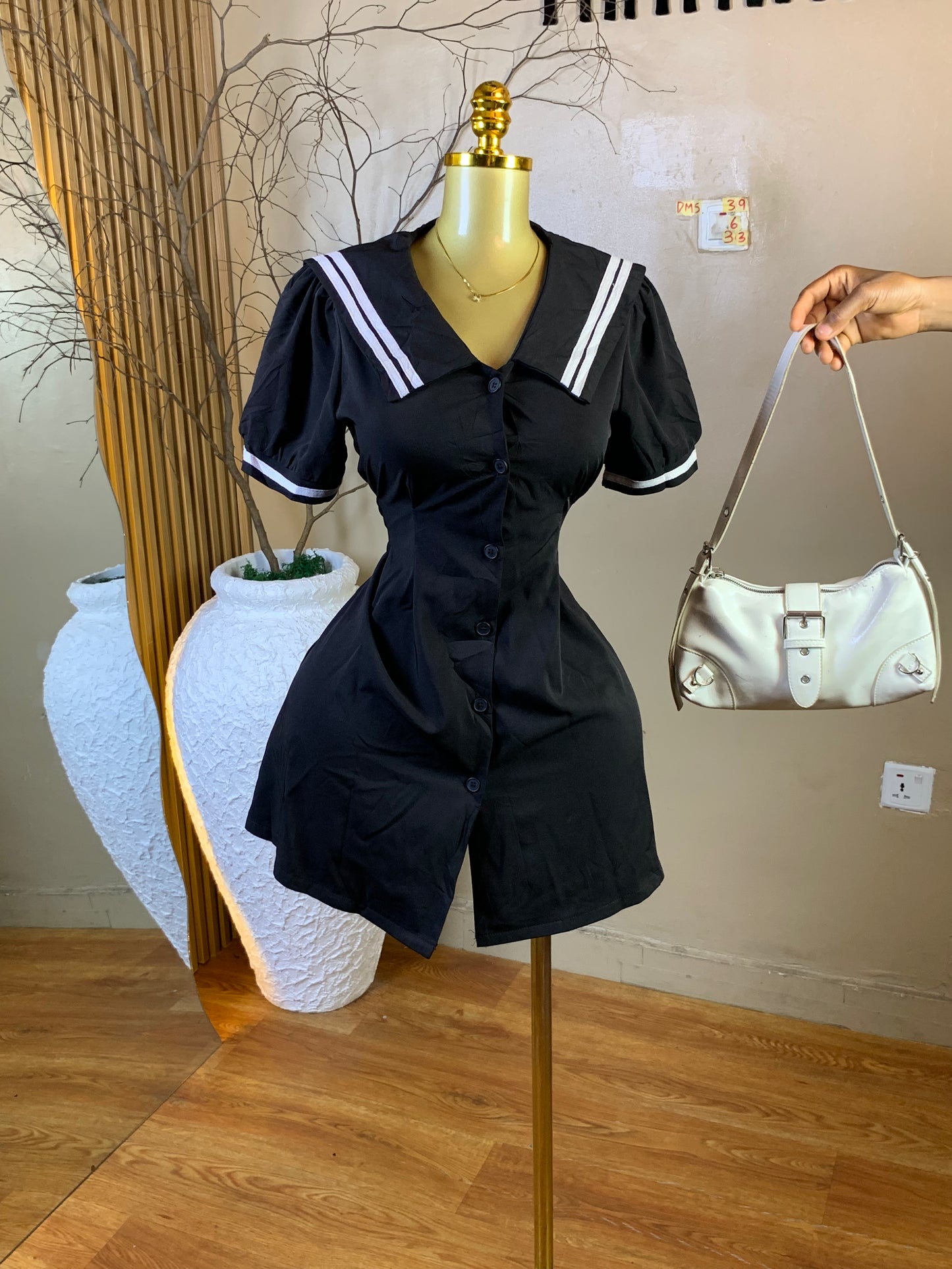 DAMSEL39 SIZE6 Length33 white&black dress