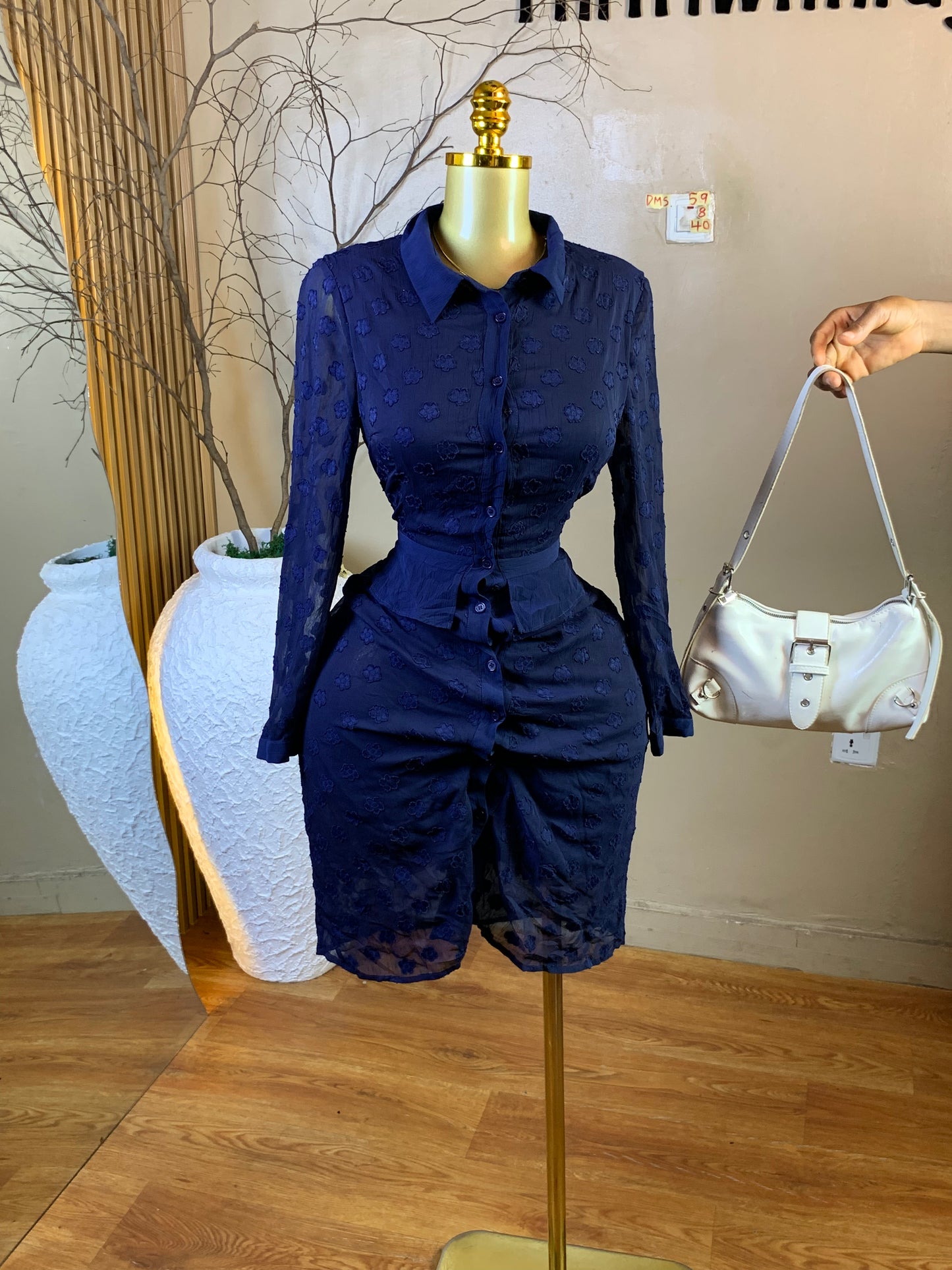 DAMSEL59 SIZE8 Length40 navy blue dress