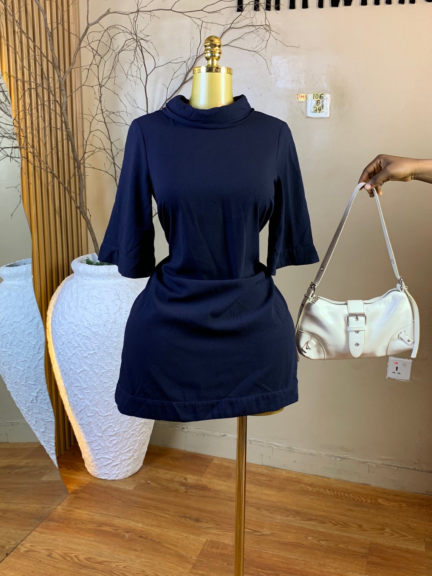 DAMSEL106 SIZE6 Length34 navy blue corporate free dress
