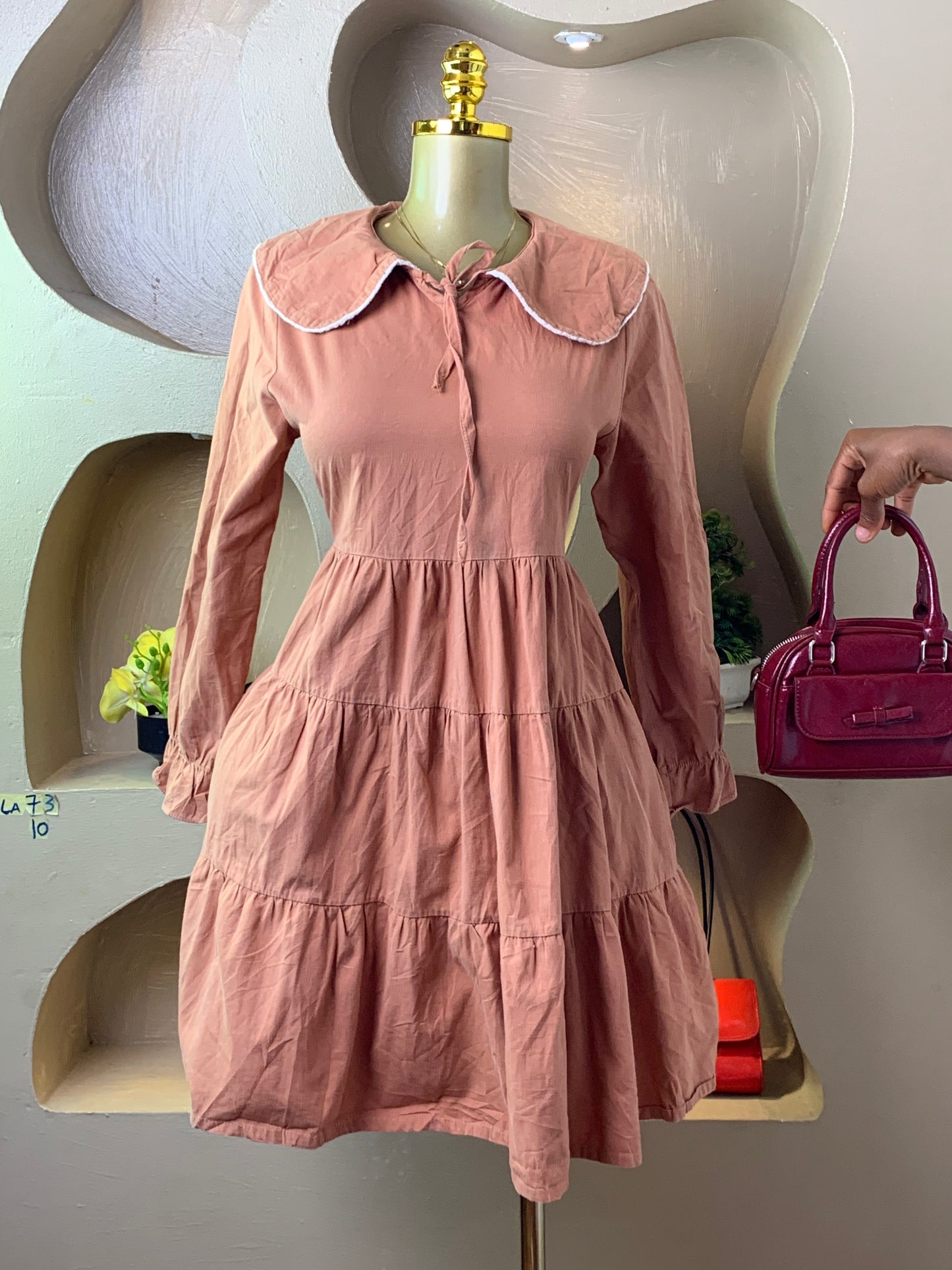 ZILA73 BROWN DRESS SIZE10 (little stain)
