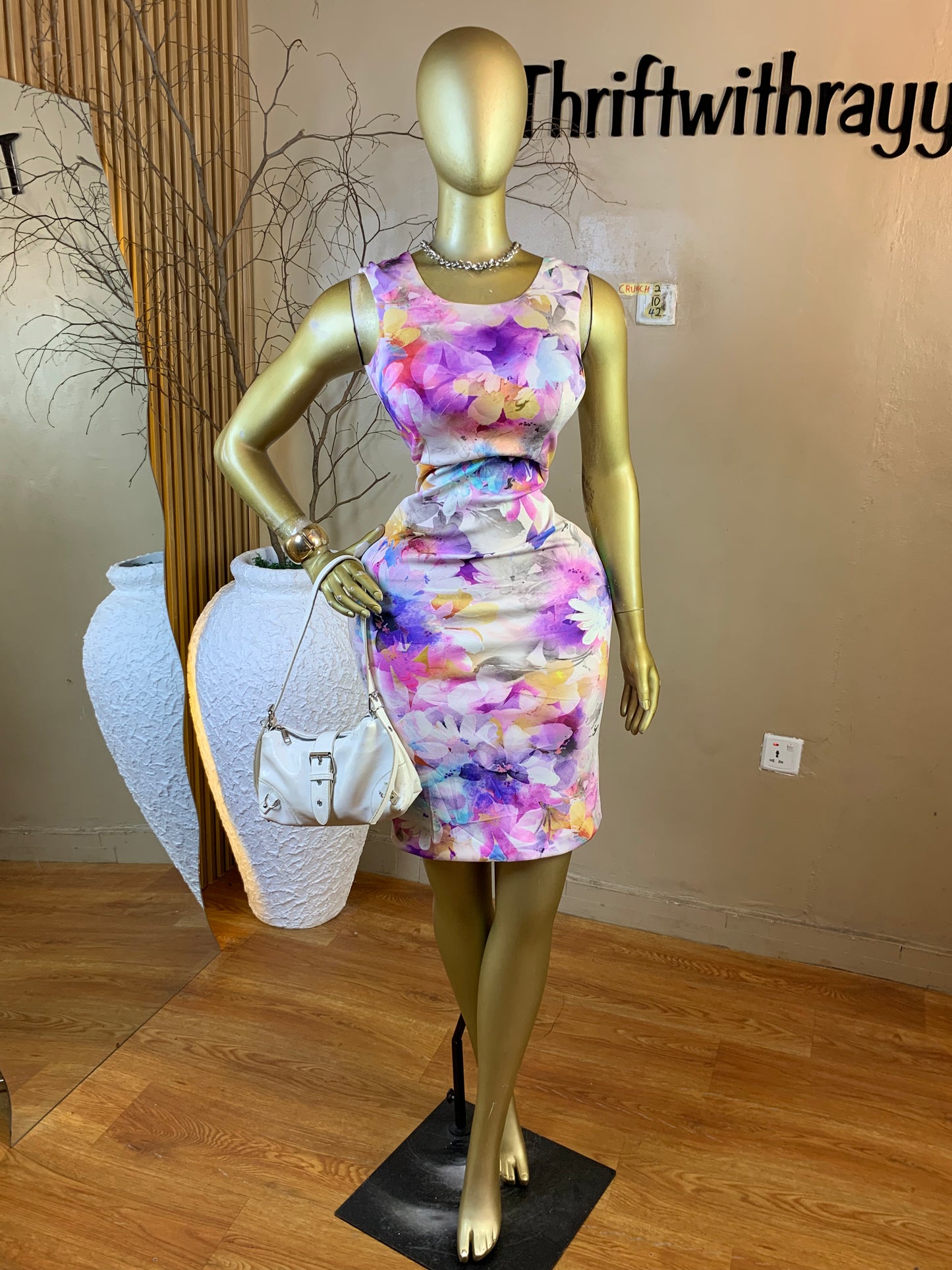 CRUNCH2 SIZE10 Length42 floral corporate dress