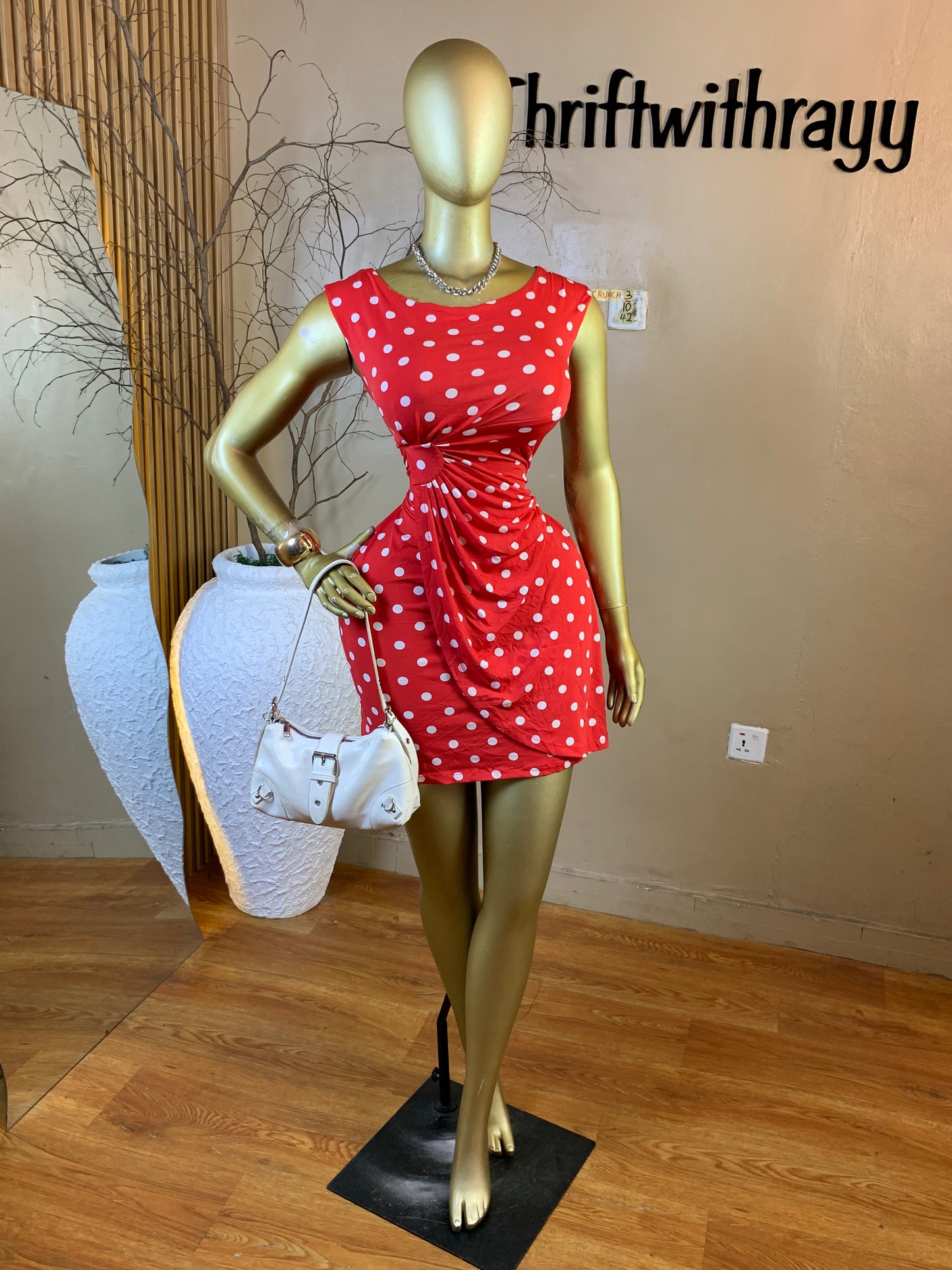 CRUNCH3 SIZE10 Length42 polka dot dress