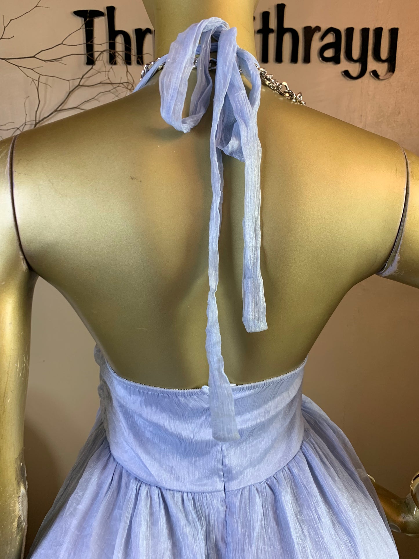 CRUNCH23 SIZE8 Length53 blue chiffon dress