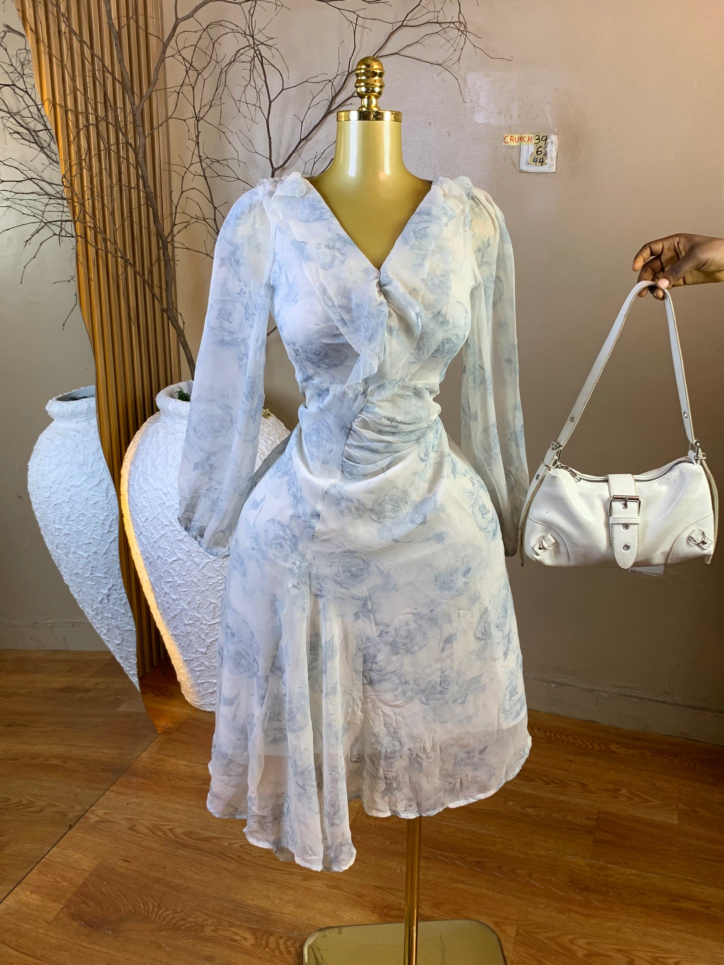 CRUNCH39 SIZE6 Length44 floral chiffon dress