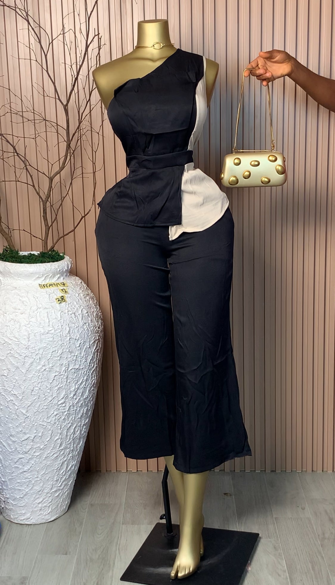 UK Size 12 Tiffany17 Brand New Two Piece BLACK&NUDE Length38