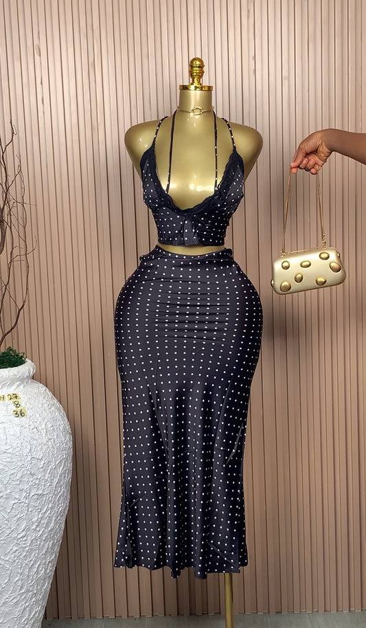 UK Size 8 Tiffany27 Brand New Two Piece Black&White polka dots Length3