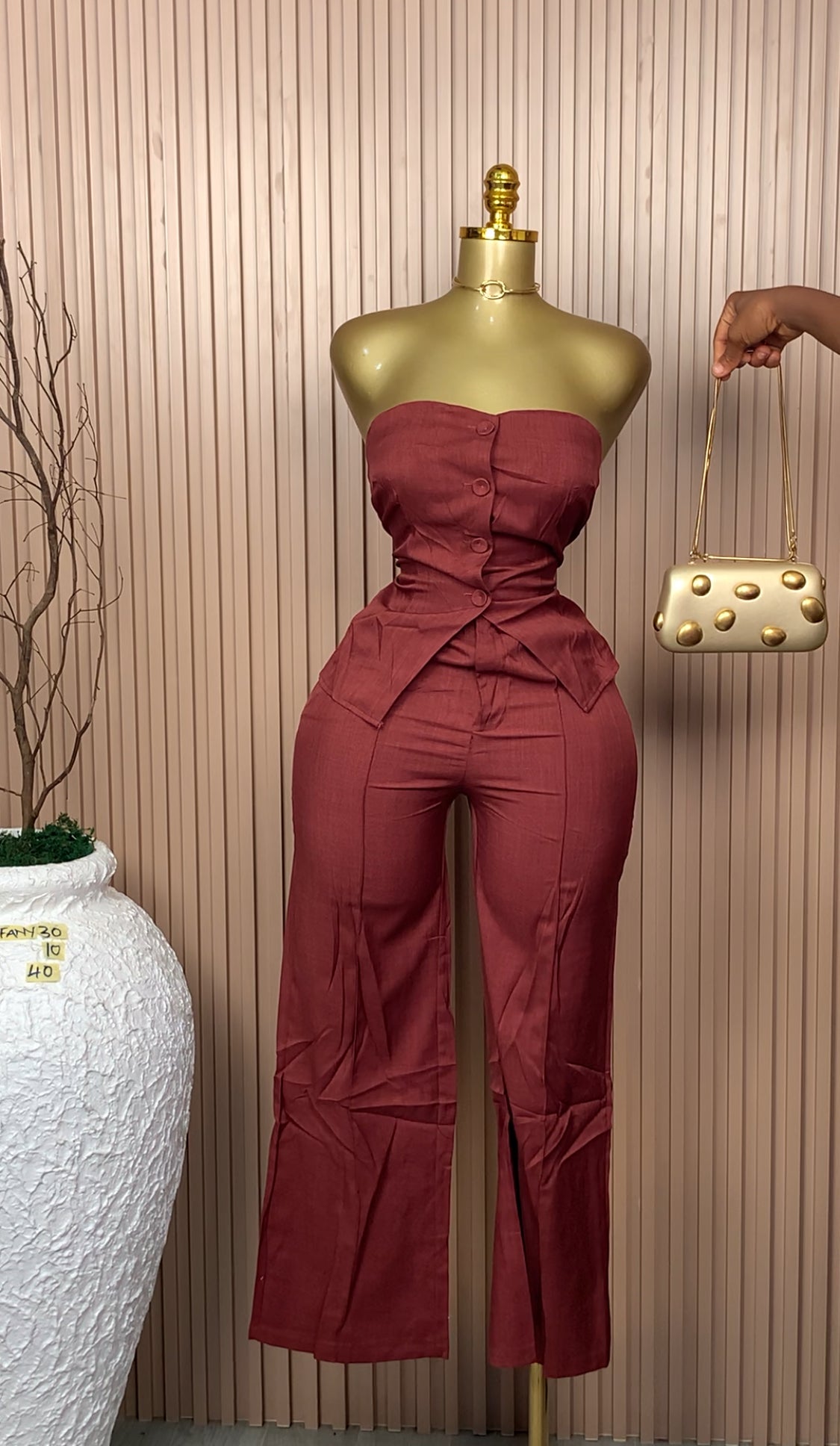 UK Size 10 Tiffany30 Brand New Two Piece Burgundy Length40