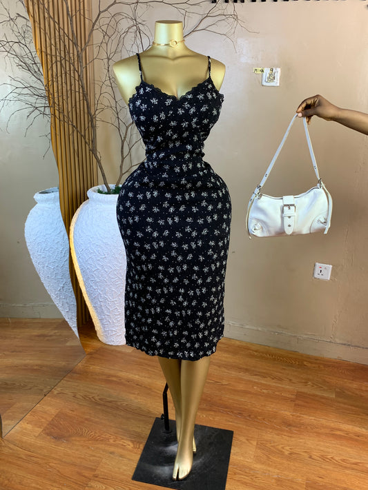 MINA9 SIZE10 Length50 white&black dress