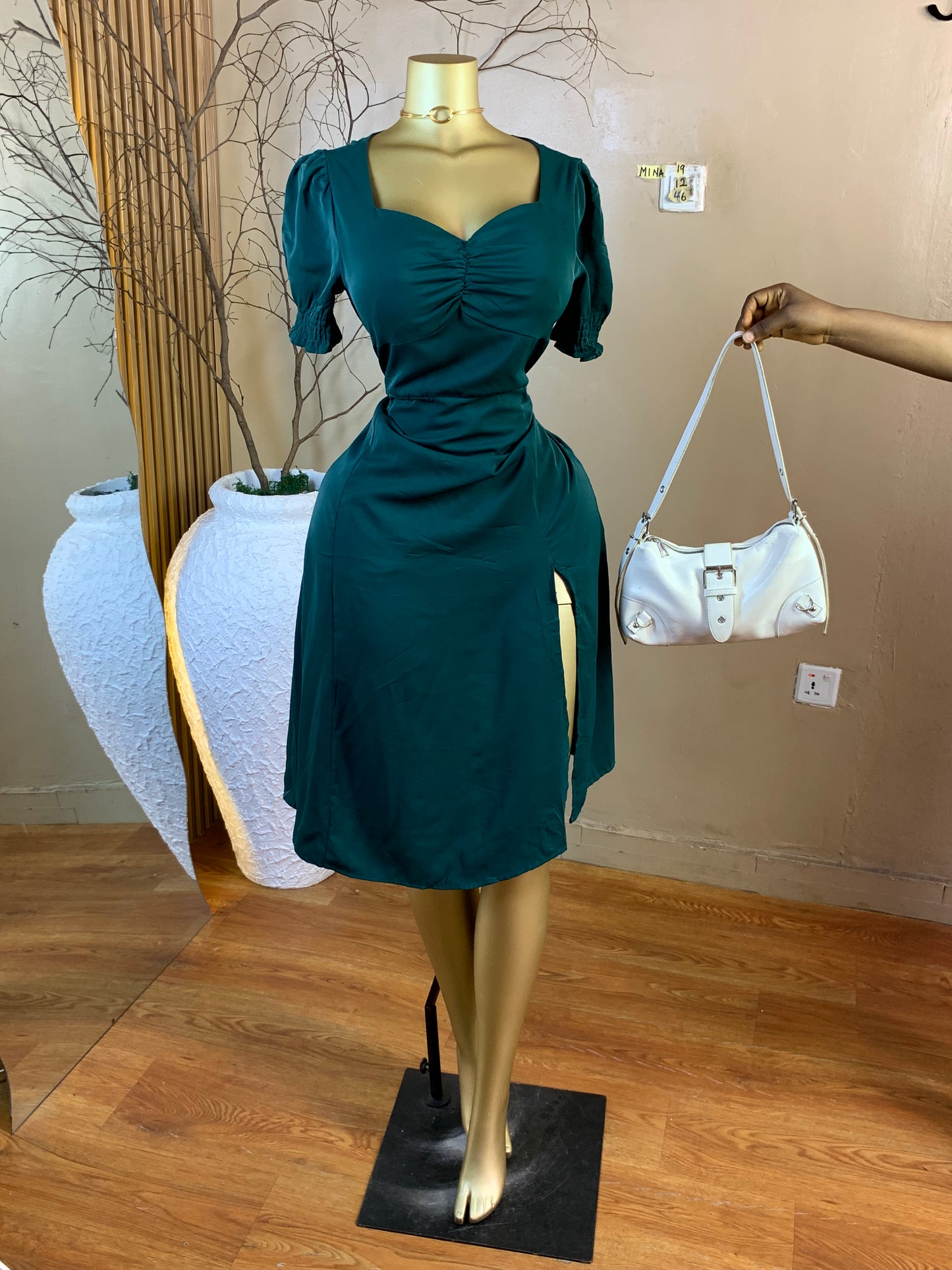 MINA19 SIZE12 Length46 green corporate dress