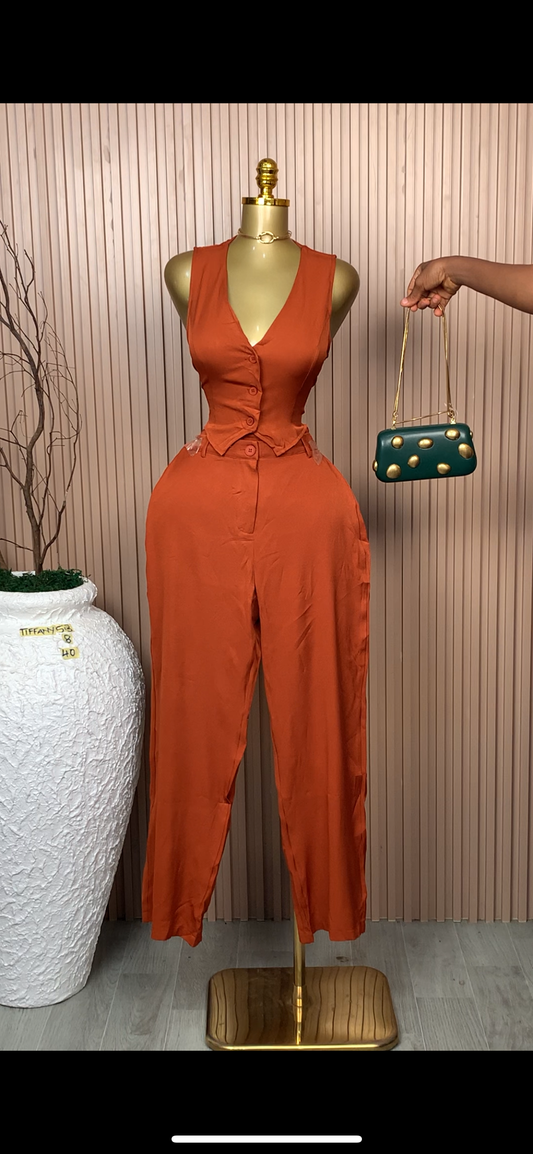 UK Size 8 Tiffany53 Brand New Two Piece Burnt Orange Length40
