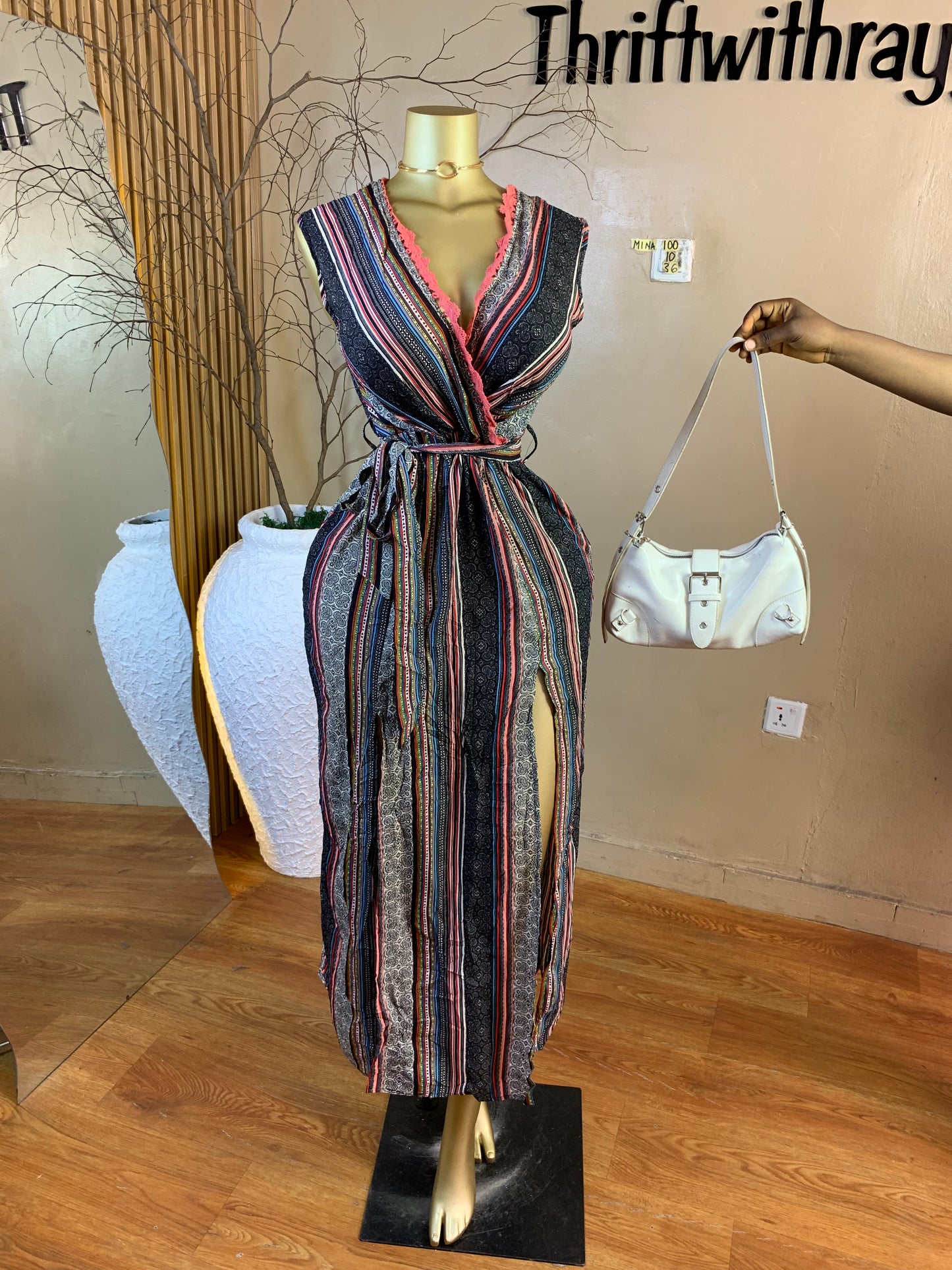 MINA100 SIZE10 Length46 multi color dress