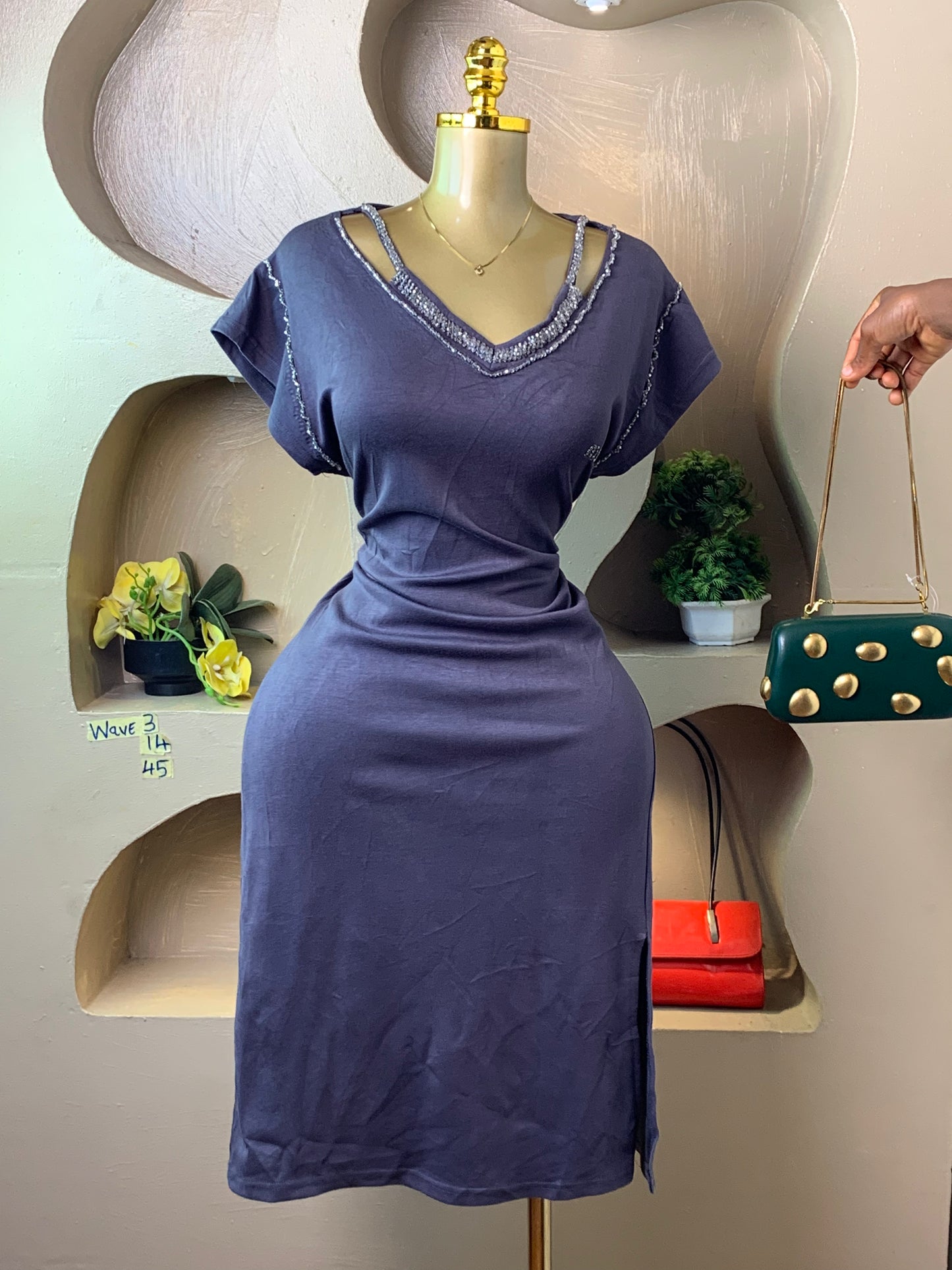 WAVE3 SLATE BLUE DRESS SIZE12 Length42