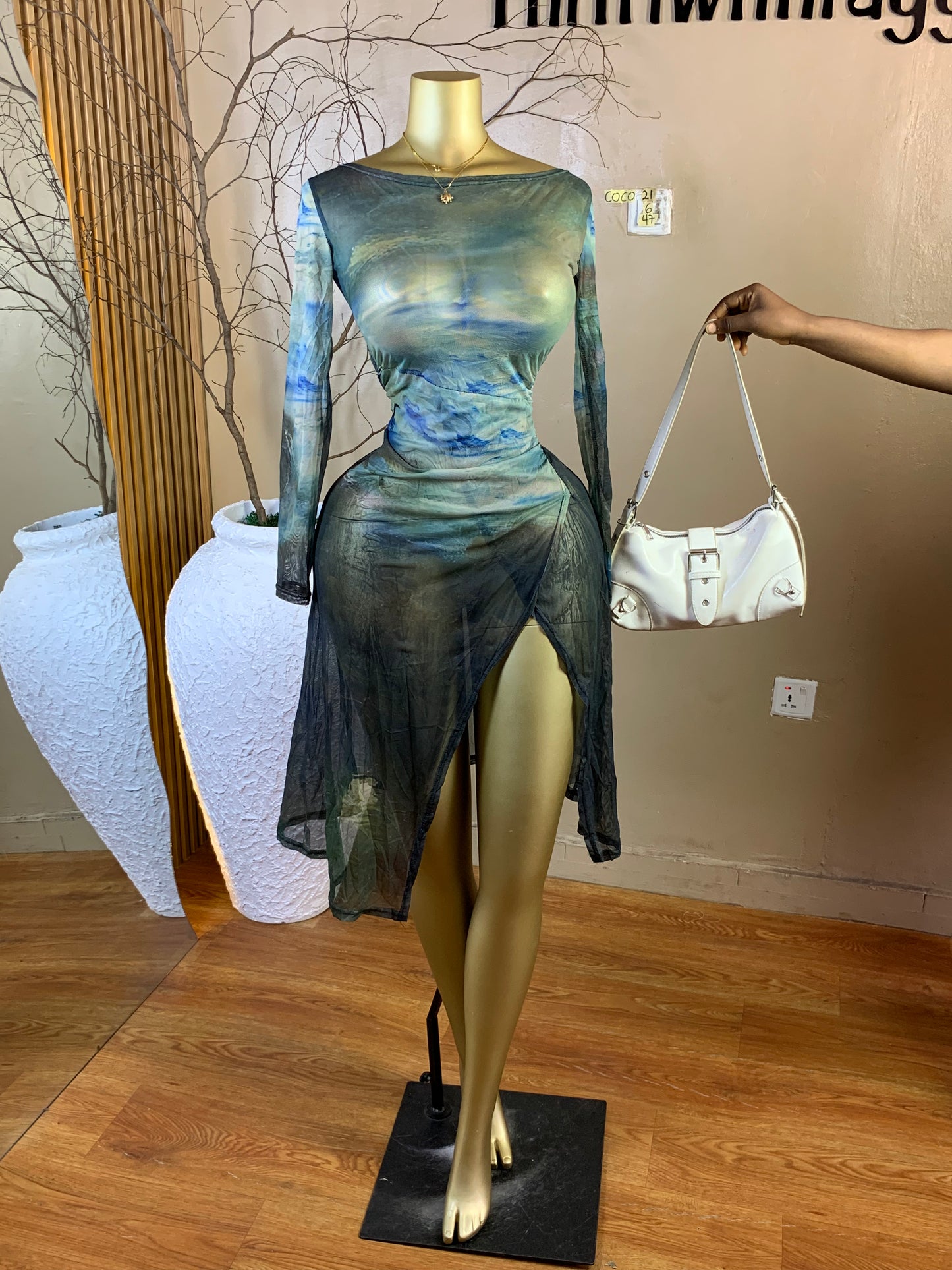 COCO21 SIZE6 Length47 mesh dress