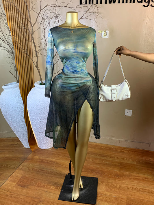 COCO21 SIZE6 Length47 mesh dress