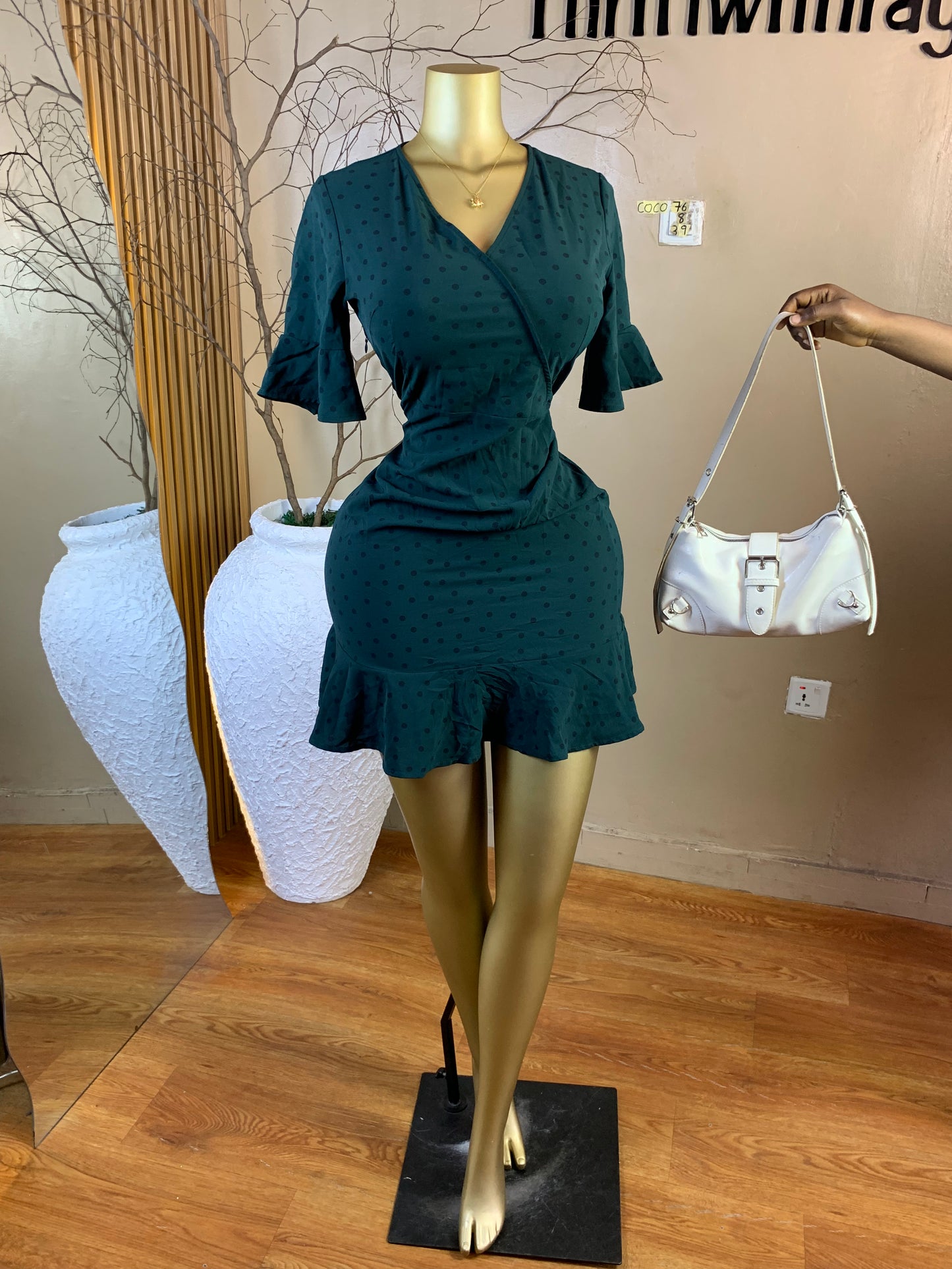 COCO76 SIZE8 Length39 green dress