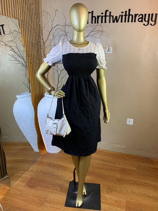 RINA4 SIZE8 Length45 white&black dress