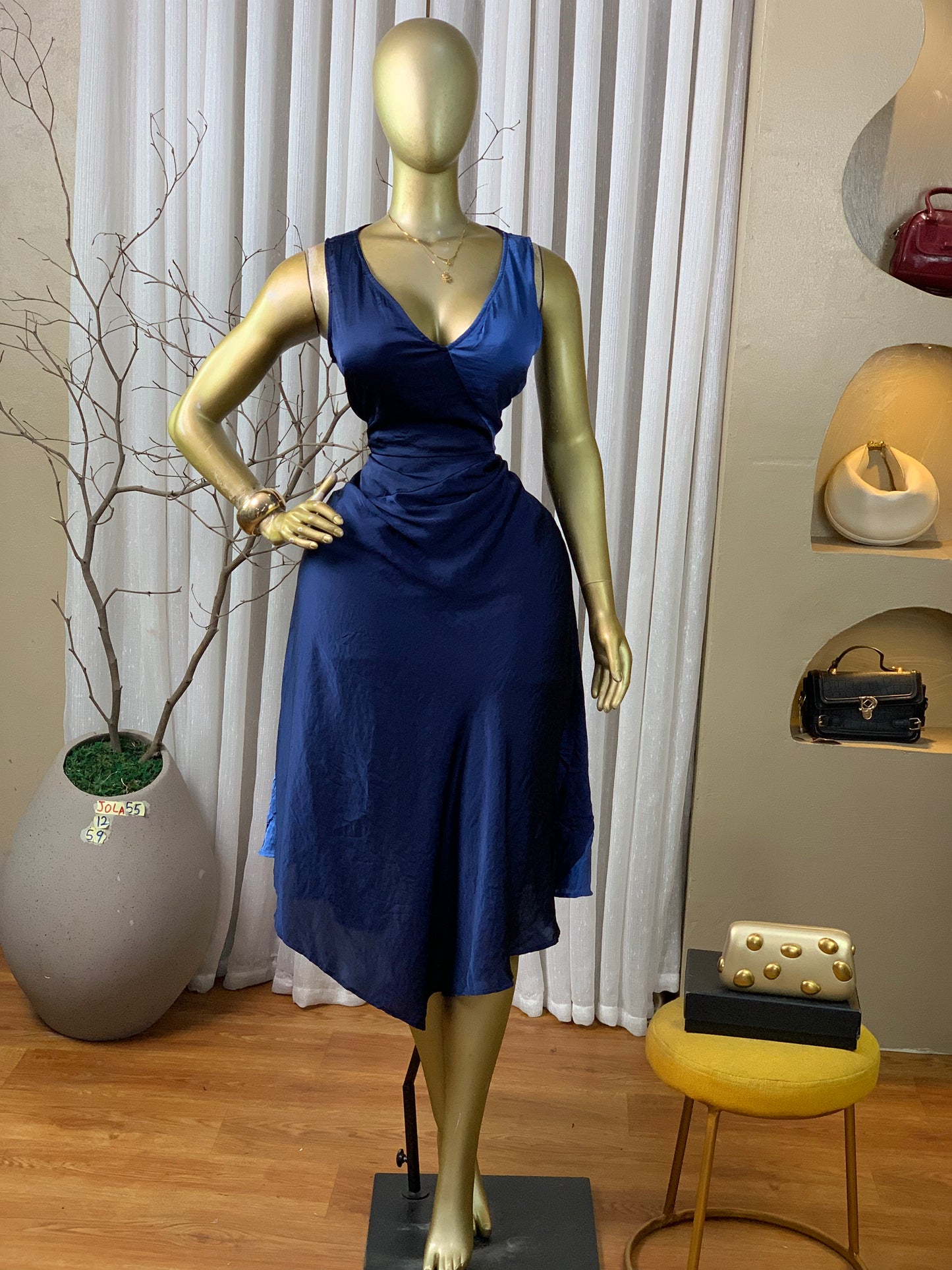 JOLA55 SIZE14 Length59 navy blue dress