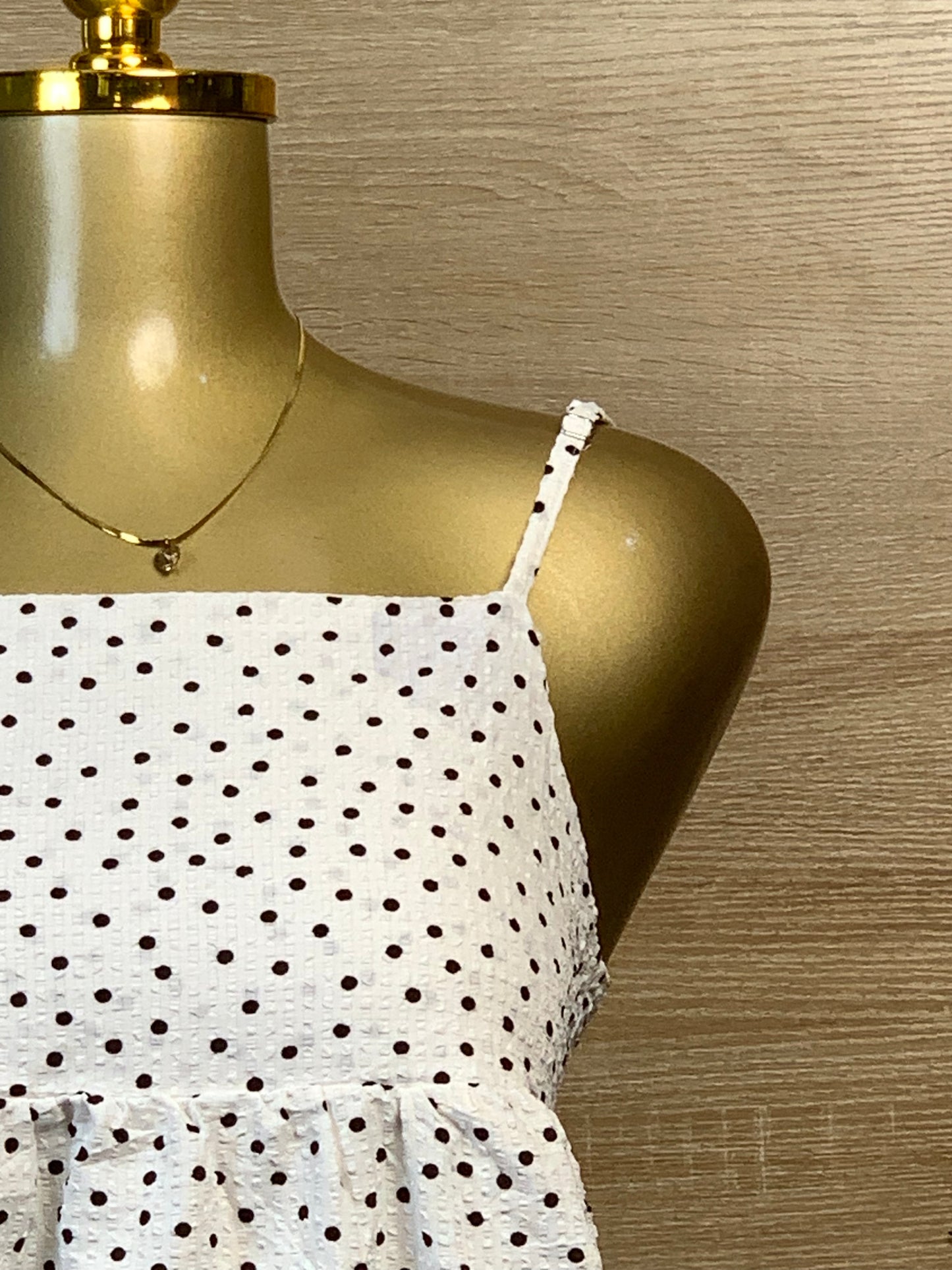 SIZE10 ZOOM50 Black&White polka dots dressLength49 little stain