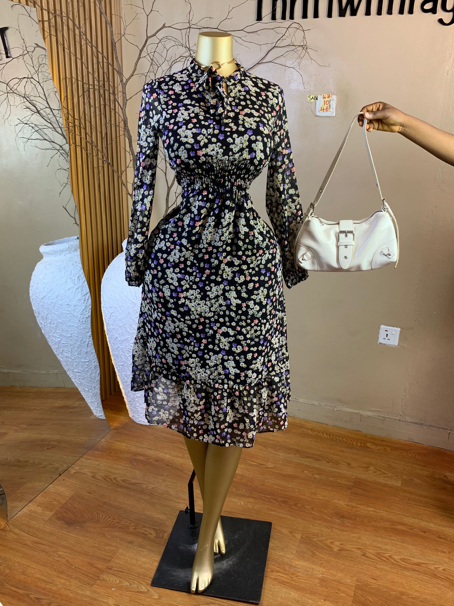 SADE47 SIZE10 Length46 chiffon dress