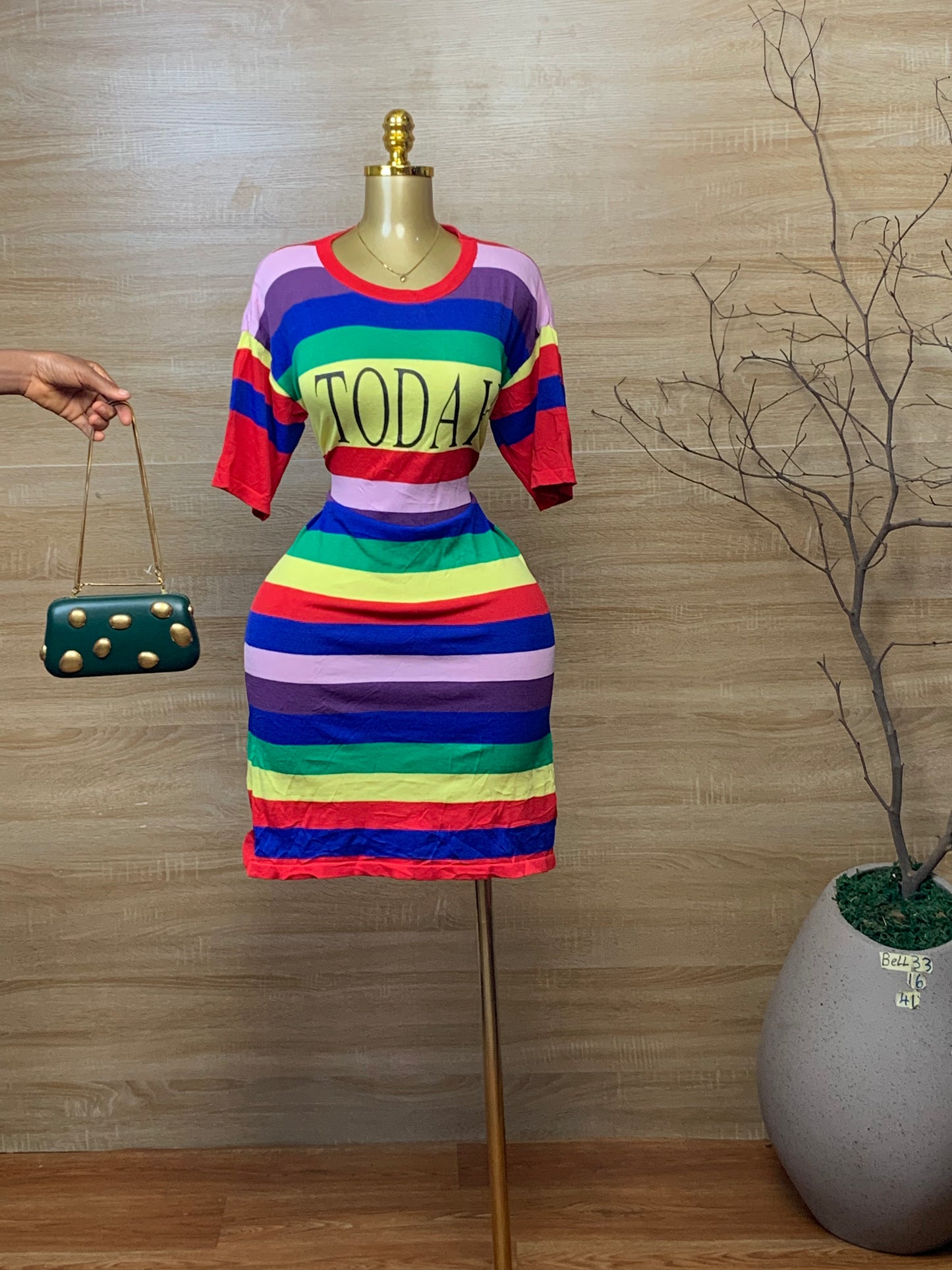 SIZE16 BELL33 Multi color dress Length41