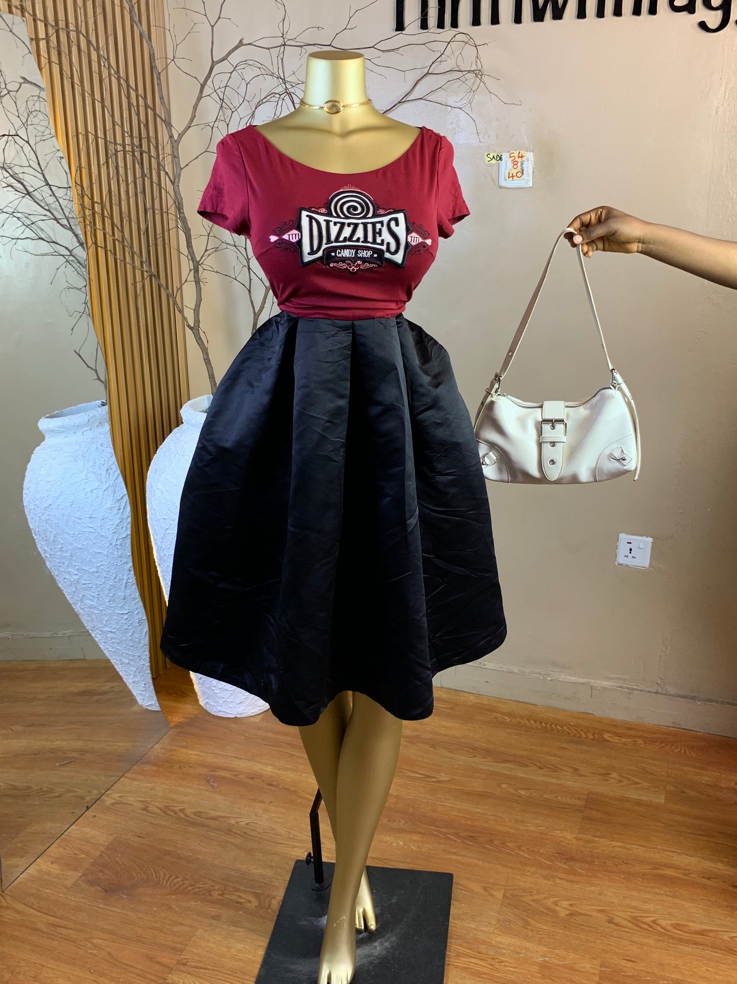 SADE54 SIZE8 Length40 wine&black dress