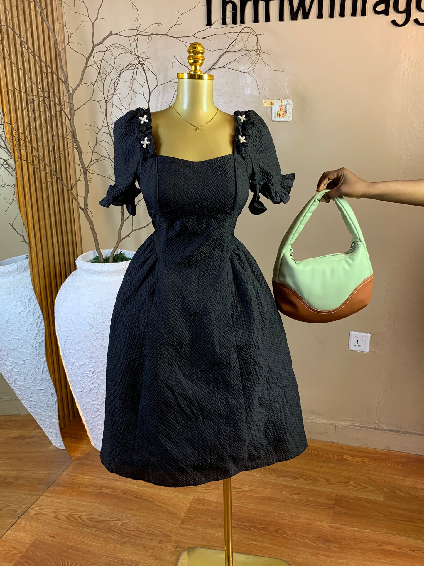 TOYO1 SIZE6 Length43 black dress