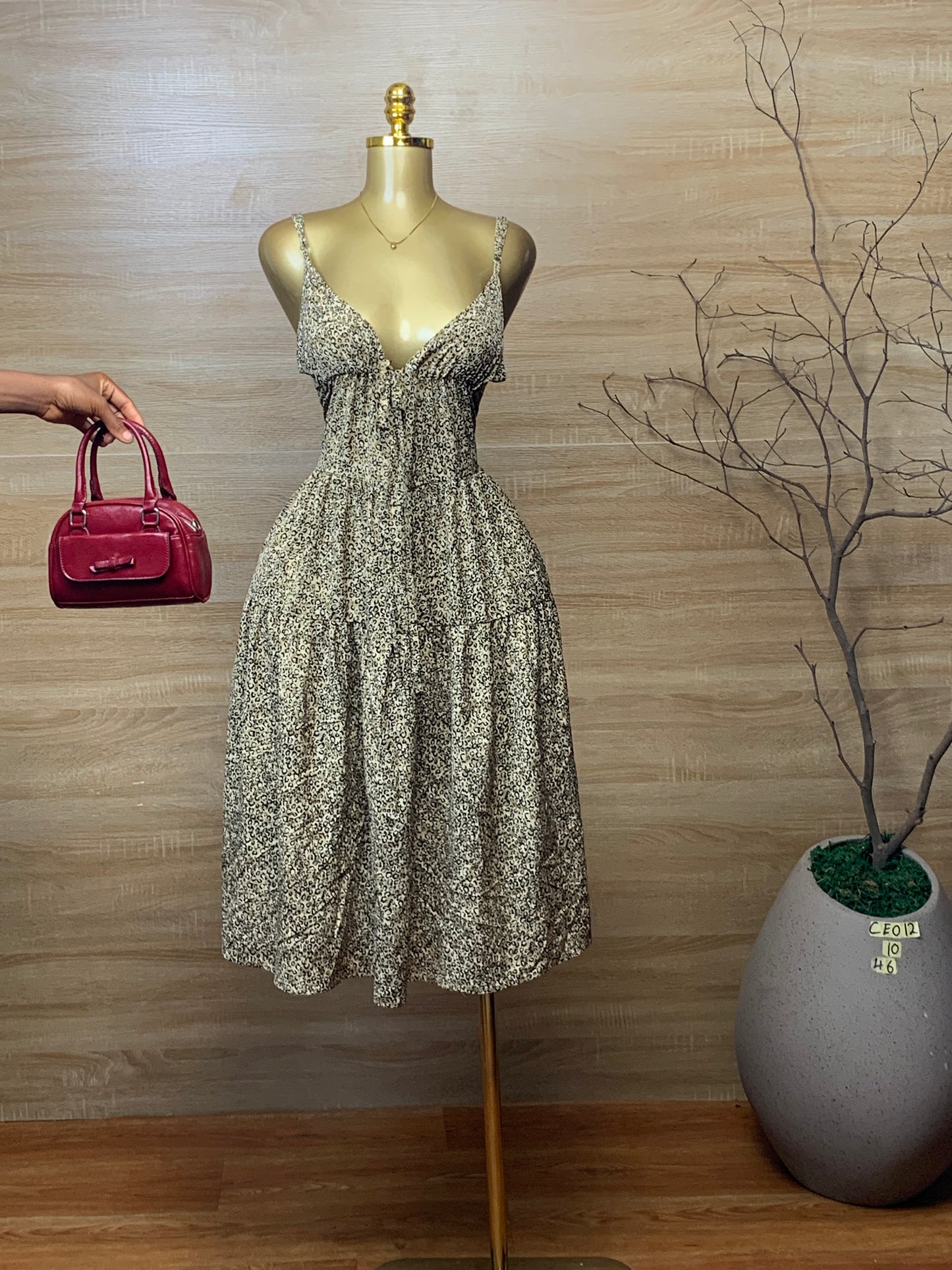 SIZE10 CEO12 animal print free dress Length46