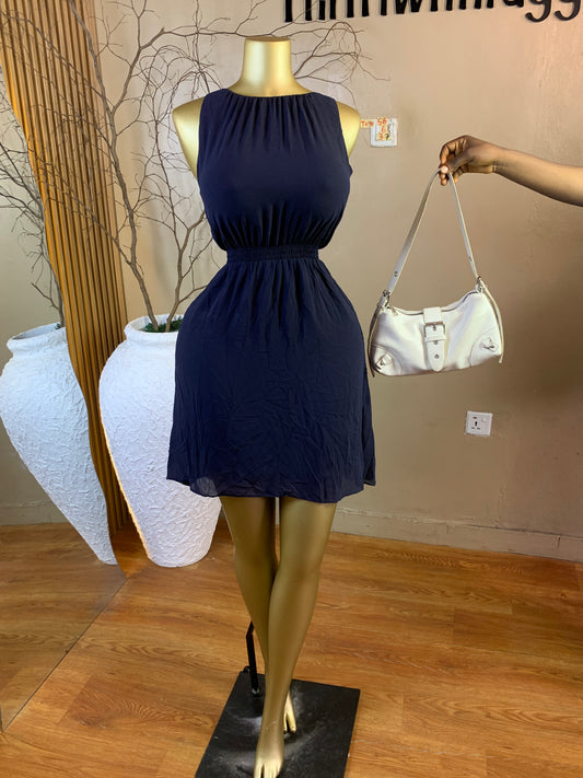TOYO56 SIZE6 Length37 navy blue dress