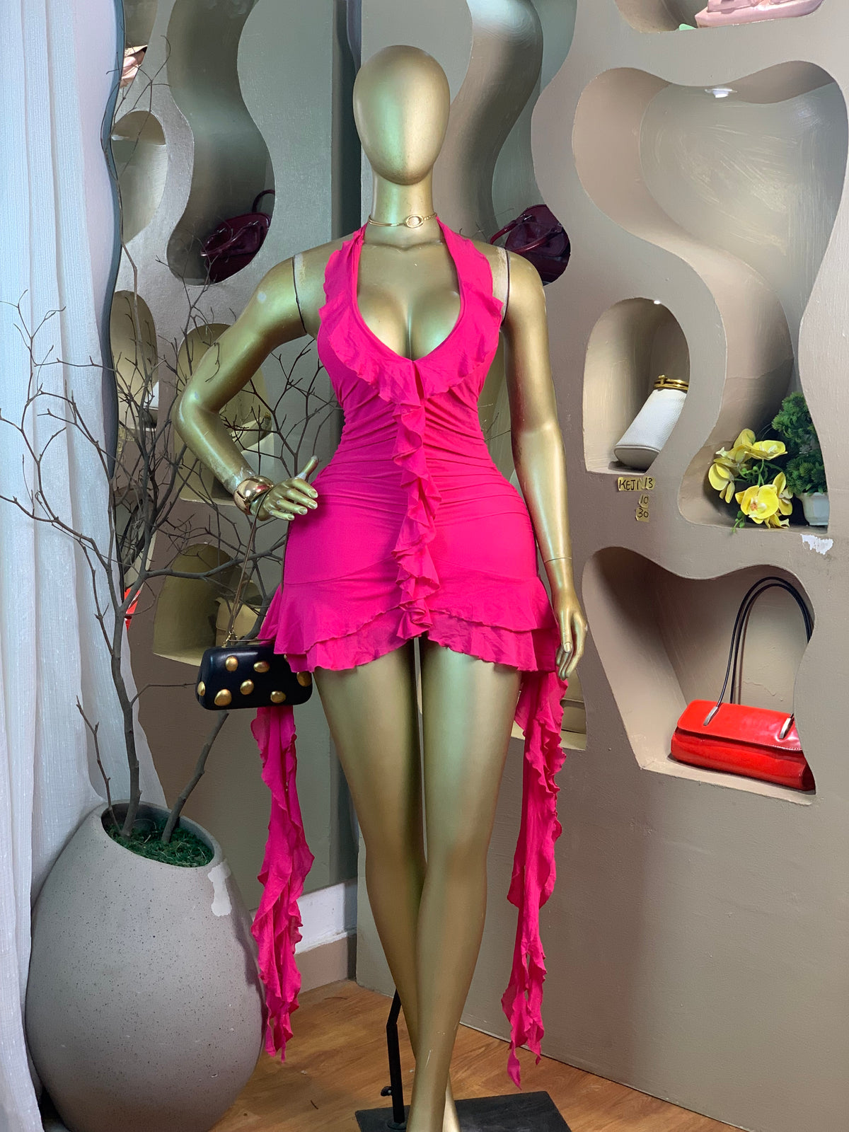 KEJI13 SIZE10 Length30 pink dress little stain