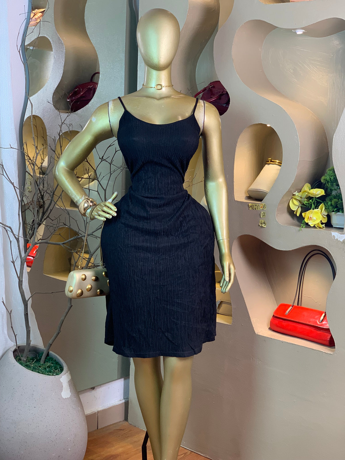 KEJI26 SIZE12 Length45 black dress