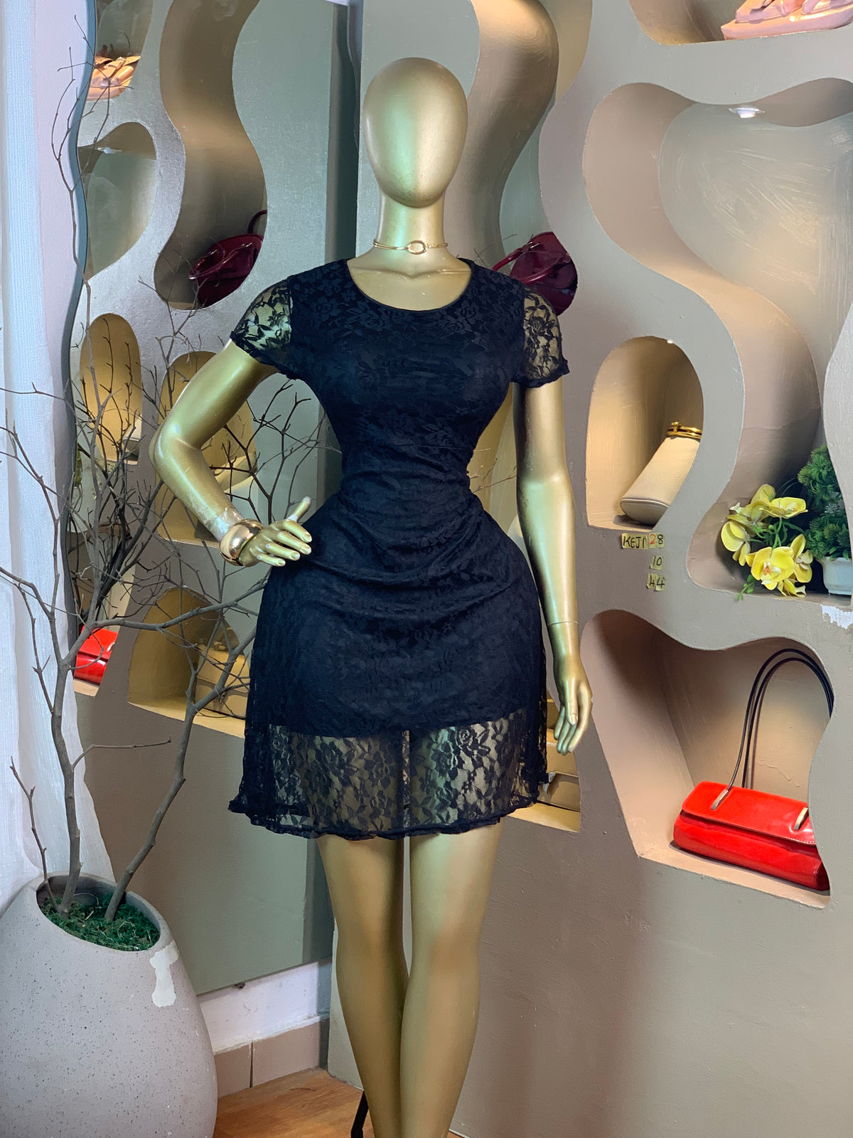 KEJI28 SIZE10 Length44 black dress