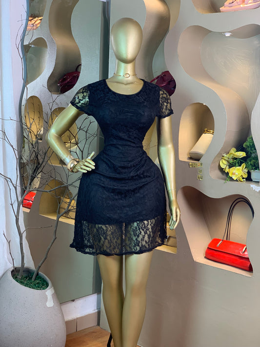 KEJI28 SIZE10 Length44 black dress