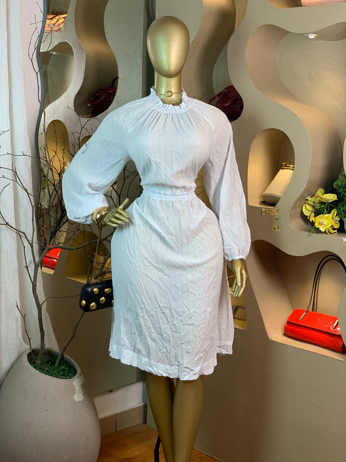 KEJI29 SIZE14 Length49 white dress