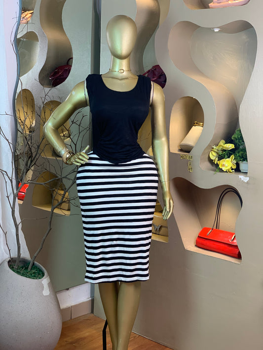 KEJI33 SIZE12 Length49 white&black dress