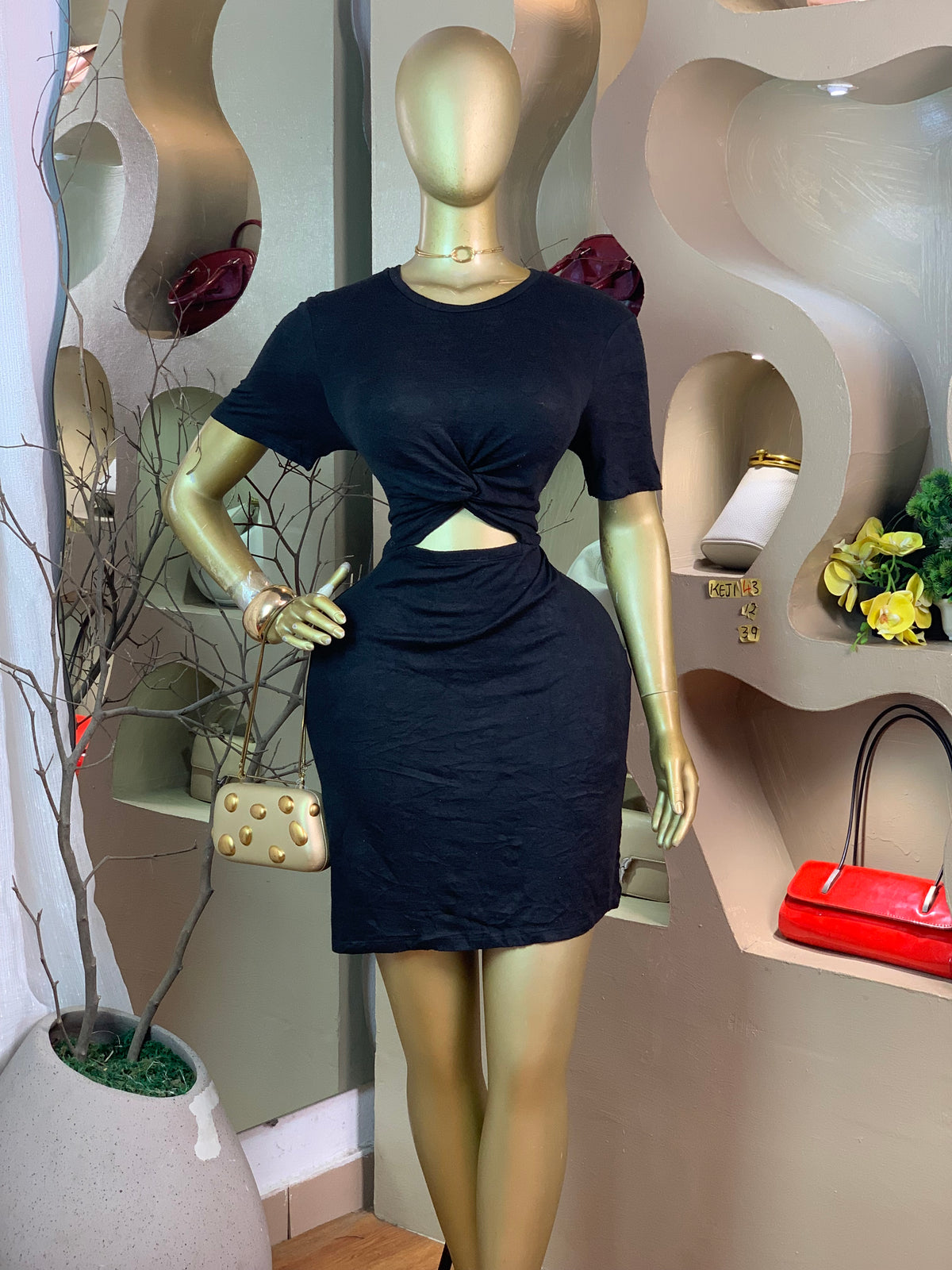KEJI43 SIZE12 Length39 black dress