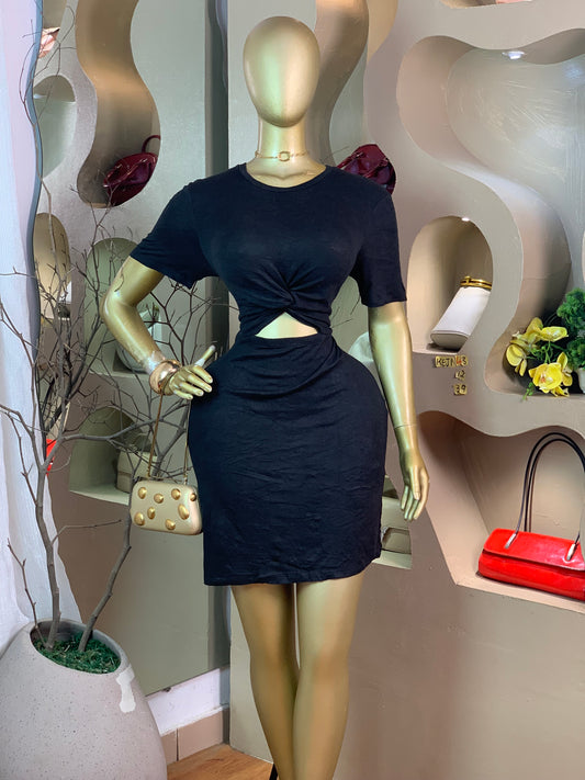 KEJI43 SIZE12 Length39 black dress