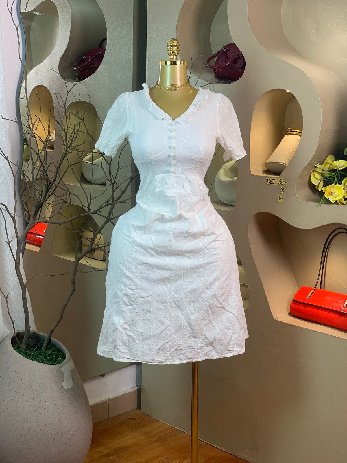 KEJI55 SIZE8 Length40 white dress