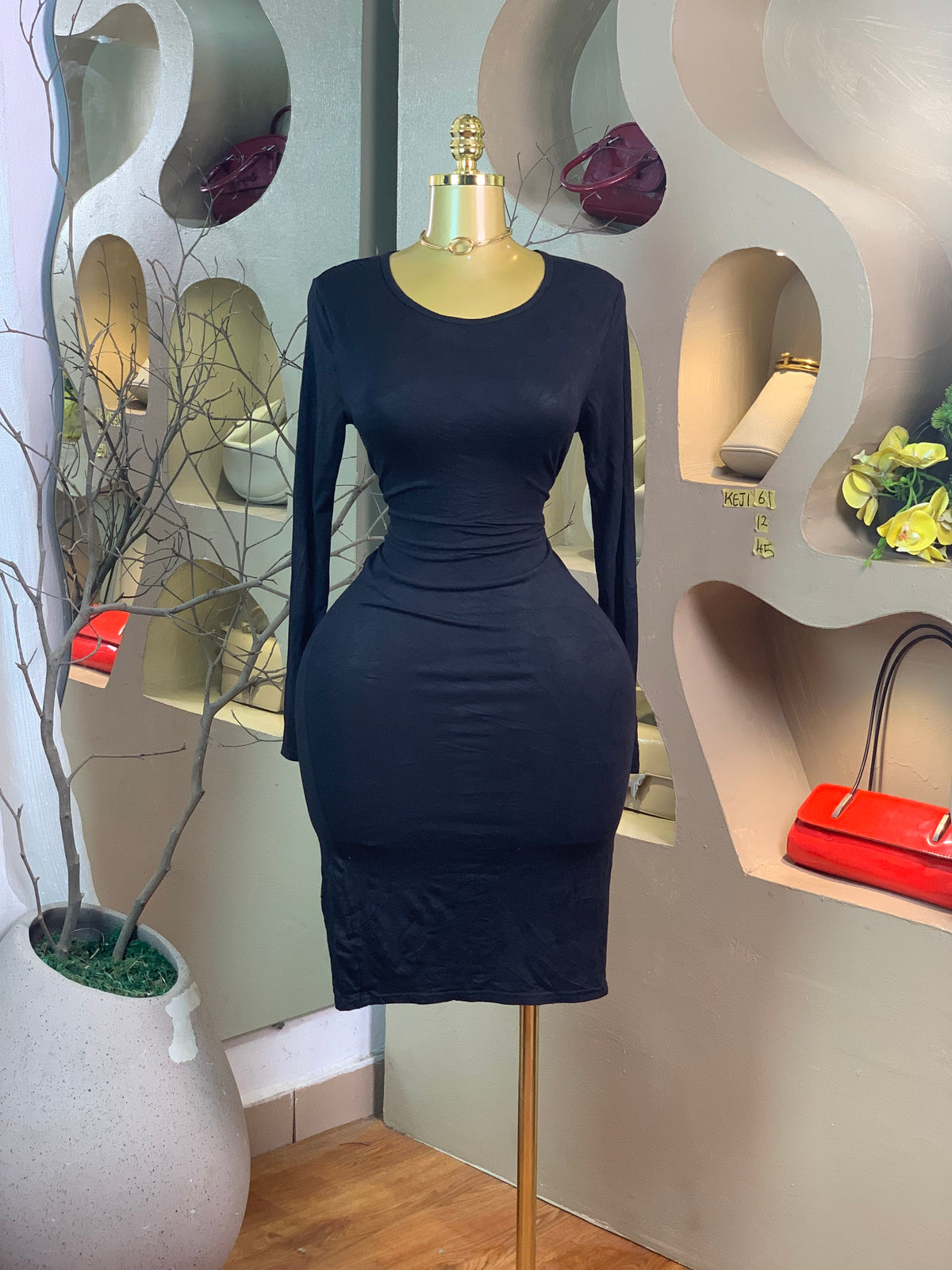 KEJI61 SIZE12 Length45 black dress