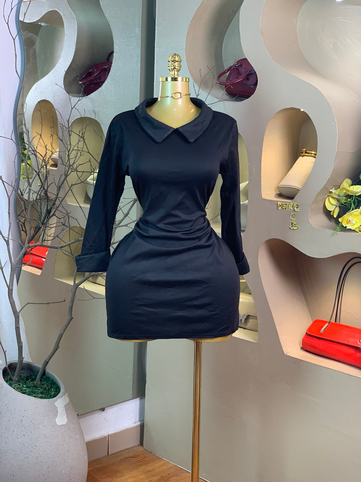 KEJI67 SIZE10 Length35 black dress