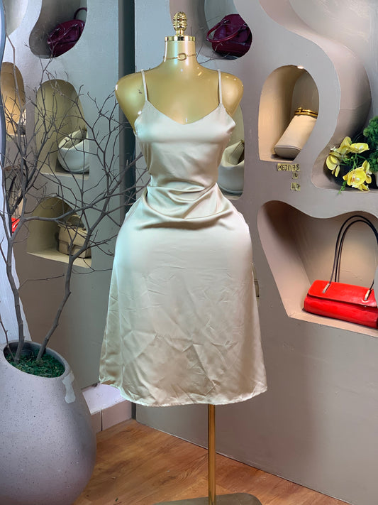 KEJI73 SIZE10 Length47 silk dress